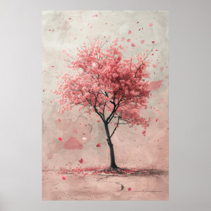 Sakura im Wind – Japanische Kirschblütenmalerei Poster