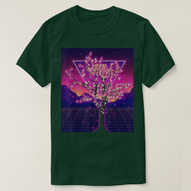Sakura Japan Flower Synthwave Vaporwave Cherry Blo T-Shirt (Design vorne)