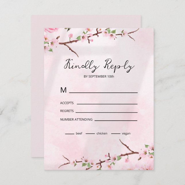 Sakura Japanese Cherry Blossom Asian RSVP Karte (Vorne/Hinten)