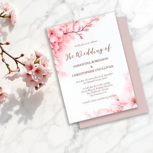 Sakura Japanese Cherry Blossom Floral Wedding Einladung (Von Creator hochgeladen)