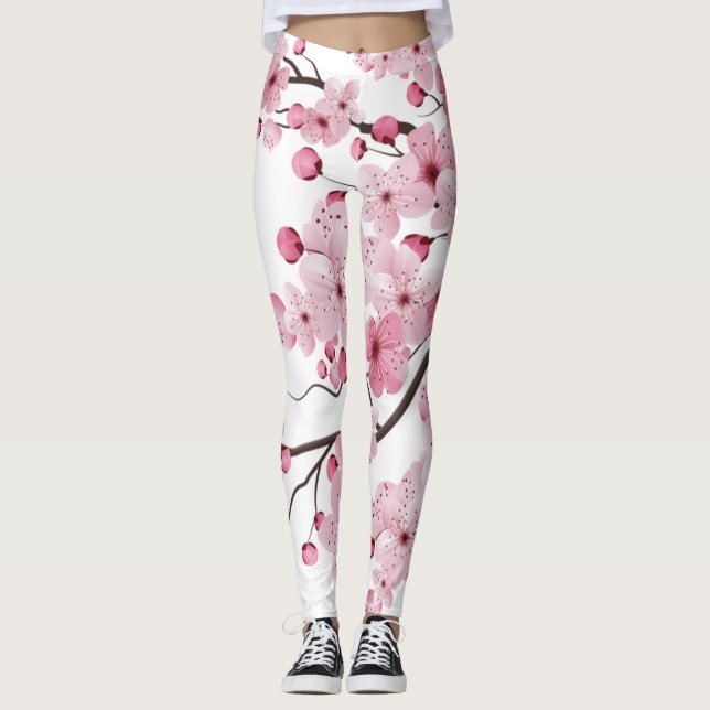 Sakura Japanese Cherry Blossom Japanischer Baum Leggings (Vorderseite)