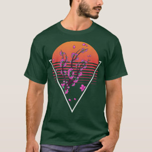 Sakura japanische Blume Retro Sunset Vaporwave Che T-Shirt