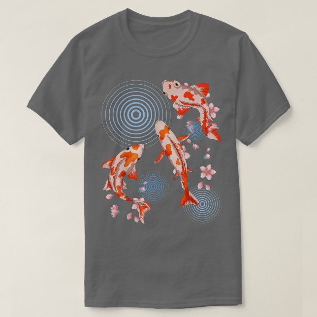 Sakura Japanischer Fisch Cherry Blossom Nishikigoi T-Shirt (Design vorne)