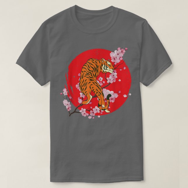 Sakura Jungle Animal Wild Cat Cherry Blossom T-Shirt (Design vorne)