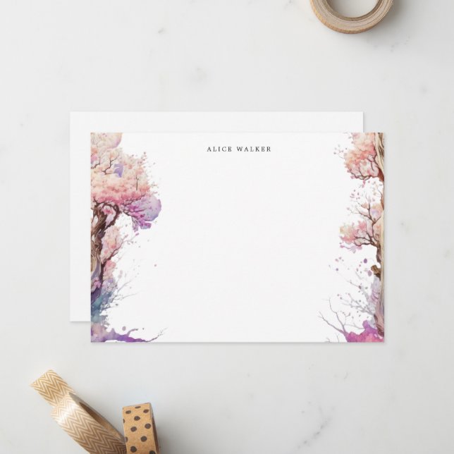 Sakura Kirschblüte Blumengeschirr Mitteilungskarte (Vorderseite/Rückseite Beispiel)