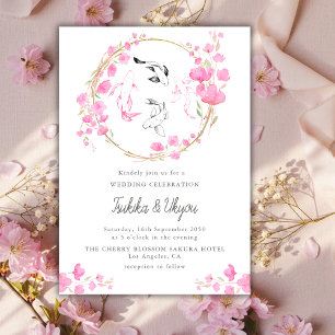 Sakura Kirschblüten-Koi-Fisch Japanische Hochzeit Einladung