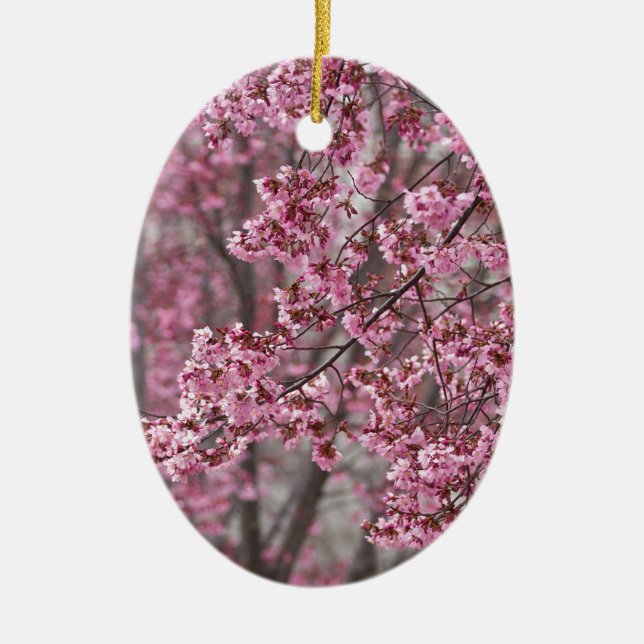Sakura Kirschblüten pink Keramikornament (Vorne)