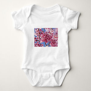 Sakura Kirschblüten Rote Sterne Baby Strampler