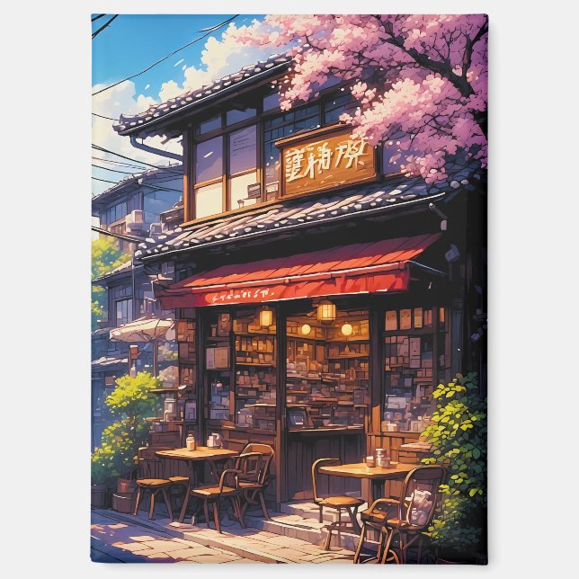 Sakura Kissa - Kirschblüten Café Magnet (Vorderseite)