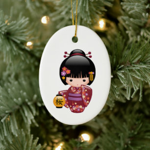 Sakura Kokeshi Doll - Niedlich Geisha Girl Keramik Ornament