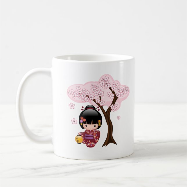 Sakura Kokeshi Doll - Niedliche japanische Geisha  Kaffeetasse (Links)