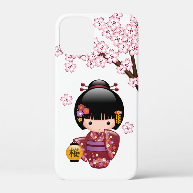 Sakura Kokeshi Doll - Niedliches japanisches Geish Case-Mate iPhone Hülle (Rückseite)