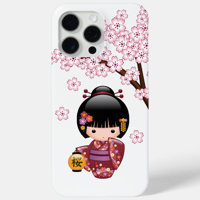 Sakura Kokeshi Doll - Niedliches japanisches Geish Case-Mate iPhone Hülle (Rückseite)
