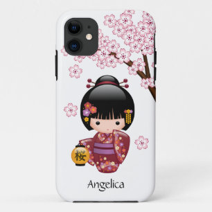 Sakura Kokeshi Doll - Niedliches japanisches Geish iPhone 11 Hülle
