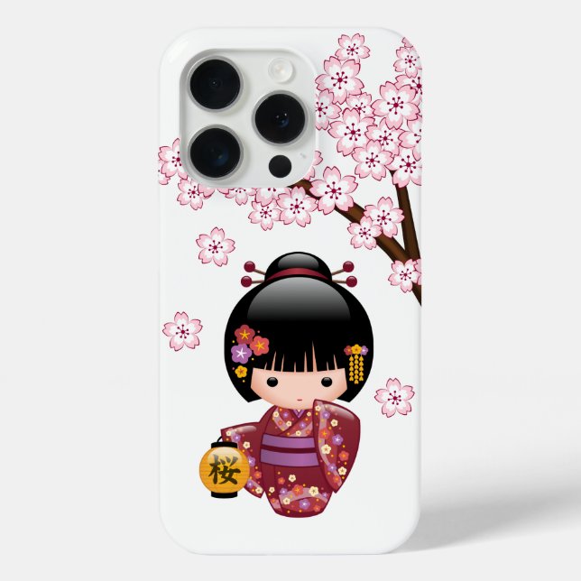 Sakura Kokeshi Doll - Niedliches japanisches Geish Case-Mate iPhone Hülle (Rückseite)