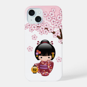 Sakura Kokeshi-Puppe - Süße japanische Geisha-Dame iPhone 15 Hülle
