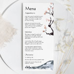 Sakura Mountain | Lässiges Hochzeitmenü Menükarte<br><div class="desc">Dieser Sakura-Berg | lässiges Hochzeitsmenü ist perfekt für Ihre lässige,  moderne und minimalistische Hochzeit. Dieses Design bietet Sakura-Baum mit Kirschblüten,  Aquarellbergen und einfacher Kalligraphie,  um Ihre Hochzeit im Frühling,  Sommer,  Herbst oder Winter zu einem besonderen Erlebnis zu machen. Gerne stehen wir Ihnen für Fragen zu diesem Design zur Verfügung.</div>