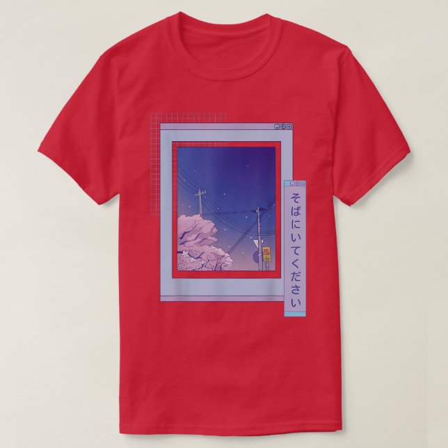 Sakura Niedlich Anime Vaporwave Japanese Night Cit T-Shirt (Design vorne)