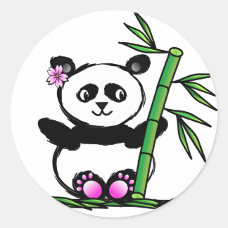Sakura Panda Runder Aufkleber