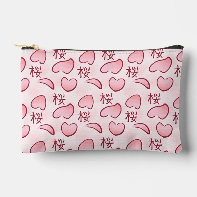 Sakura Petals with Kanji Zubehörtasche (Vorderseite)