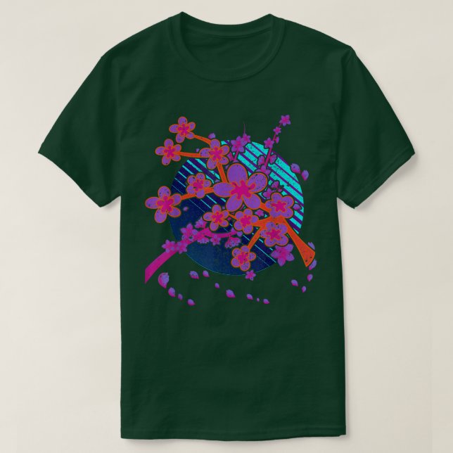 Sakura Pink Blume Japan Vaporwave 90er Art Cherry T-Shirt (Design vorne)