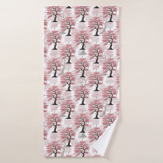 Sakura Pink Cherry Blossom Baumdesign Badehandtuch (Badehandtuch)