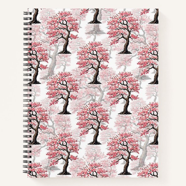 Sakura Pink Cherry Blossom Baumdesign Notizbuch (Vorderseite)