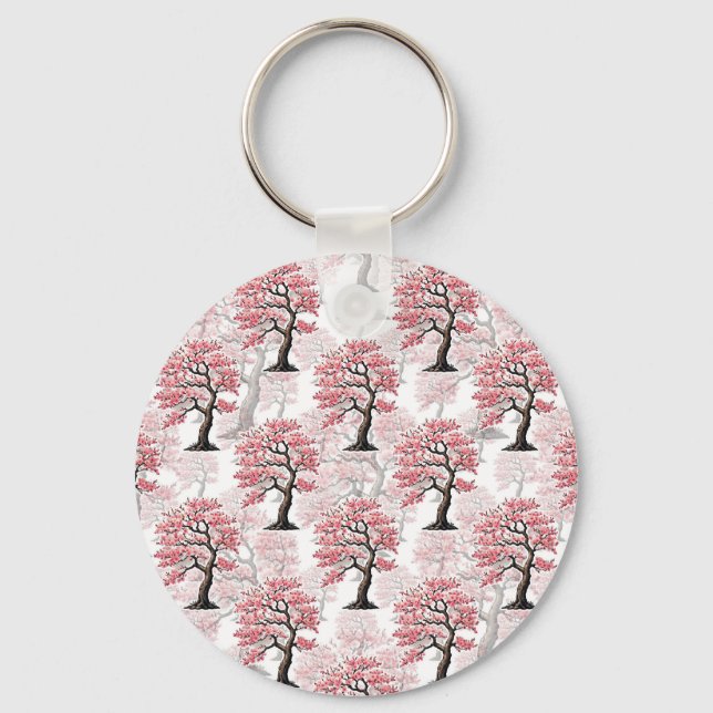 Sakura Pink Cherry Blossom Baumdesign Schlüsselanhänger (Vorderseite)