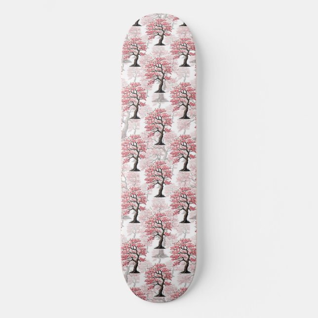 Sakura Pink Cherry Blossom Baumdesign Skateboard (Vorderseite)