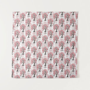 Sakura Pink Cherry Blossom Baumdesign Wandteppich