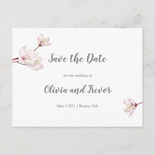 Sakura Pink Cherry Blossom Hochzeit Retten Sie das Ankündigungspostkarte