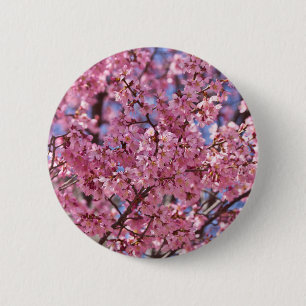 Sakura Pink Cherry Blossom Sky Button