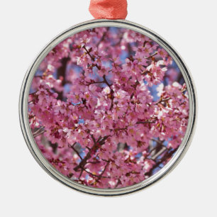 Sakura Pink Cherry Blossom Sky Silbernes Ornament