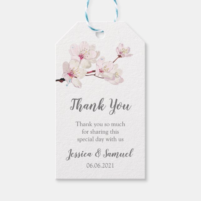 Sakura Pink Cherry Blossom Wedding Vielen Dank Geschenkanhänger (Vorderseite)