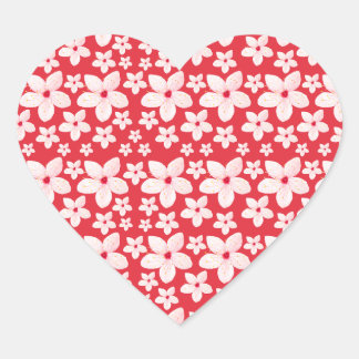 Sakura Rosa Blume Nahtloses Muster Roter Hintergru Herz-Aufkleber