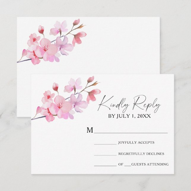 Sakura - RSVP-Karte für Hochzeiten RSVP Karte (Vorne/Hinten)