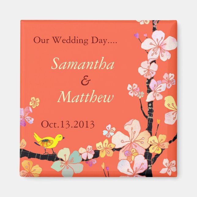 Sakura Save the Date Einladung Hochzeit Magnet (Vorne)