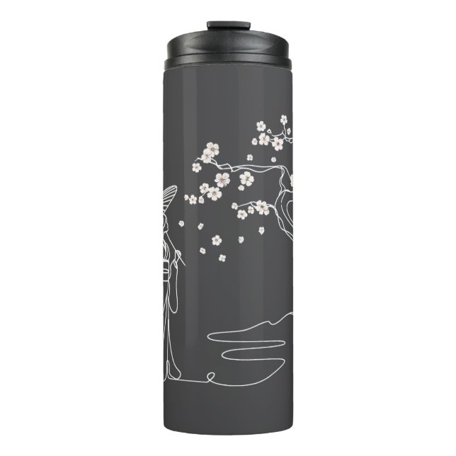 Sakura Serenity: Kimono Woman Thermal Tumbler Thermosbecher (Vorderseite)