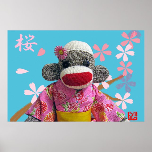 Sakura Sock Monkey Poster (Vorne)