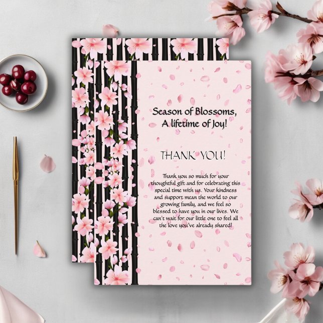 Sakura Spring Cherry Blossoms Babydusche Dankeskarte (Von Creator hochgeladen)