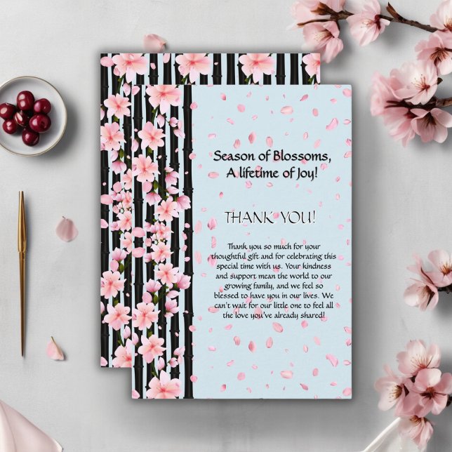 Sakura Spring Cherry Blossoms Babydusche Dankeskarte (Von Creator hochgeladen)