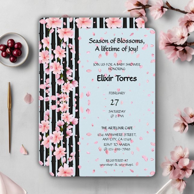 Sakura Spring Cherry Blossoms Babydusche Einladung (Von Creator hochgeladen)