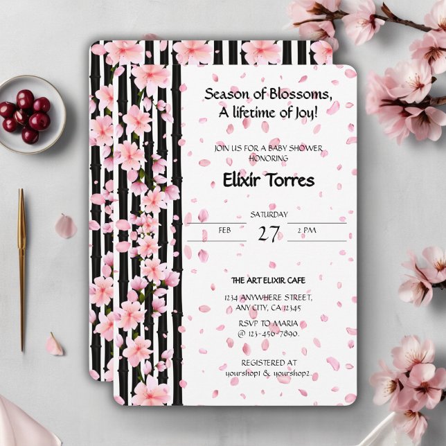 Sakura Spring Cherry Blossoms Babydusche Einladung (Von Creator hochgeladen)