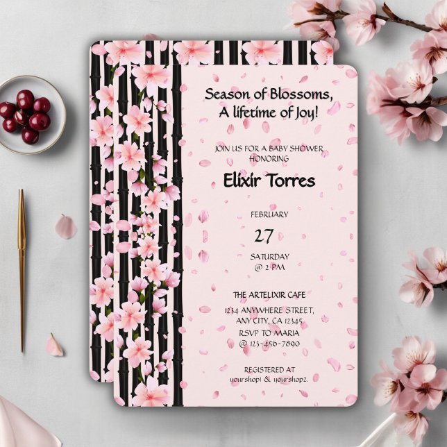 Sakura Spring Cherry Blossoms Babydusche Einladung (Von Creator hochgeladen)