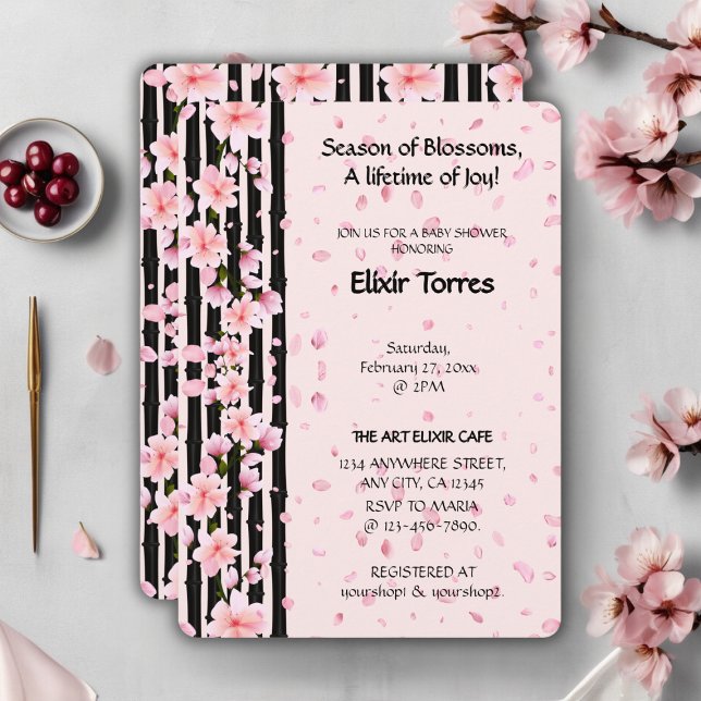 Sakura Spring Cherry Blossoms Babydusche Einladung (Von Creator hochgeladen)