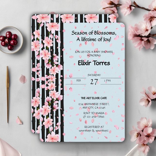 Sakura Spring Cherry Blossoms Babydusche Einladung (Von Creator hochgeladen)
