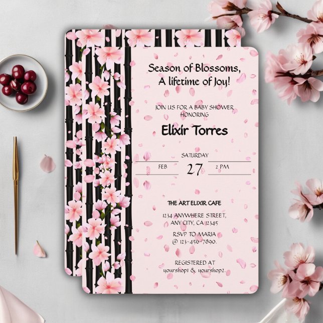 Sakura Spring Cherry Blossoms Babydusche Einladung (Von Creator hochgeladen)