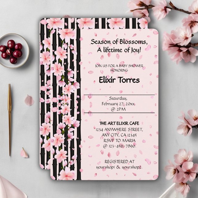 Sakura Spring Cherry Blossoms Babydusche Einladung (Von Creator hochgeladen)
