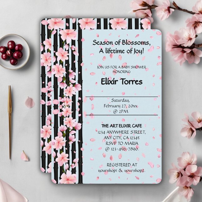 Sakura Spring Cherry Blossoms Babydusche Einladung (Von Creator hochgeladen)