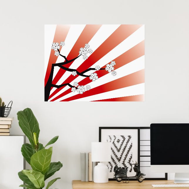 Sakura Sunrise White Cheroms Blume Zen Poster (Heimbüro)